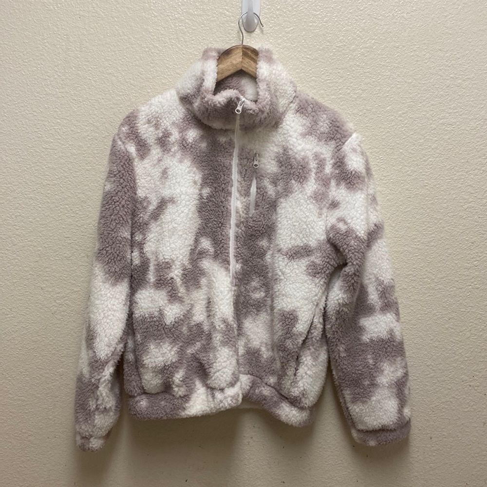 Betsey Johnson Tie Dye Teddy Zip Jacket Medium